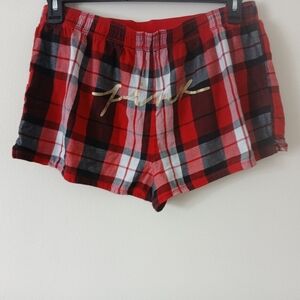 PINK by Victoria Secret  Red Black & White Buffal Plaid Pajama Shorts Womens L